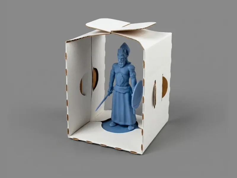 White corrugated inner insert holding a collectible figurine firmly in place